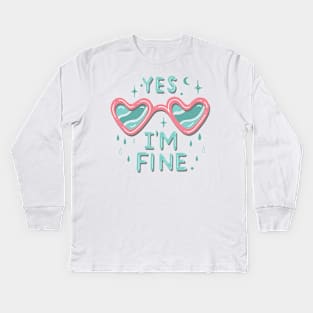 yes i'm fine Kids Long Sleeve T-Shirt